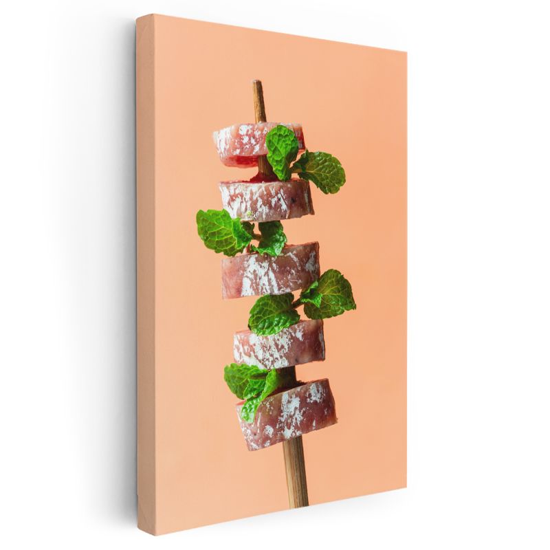 Nane Yapraklı Et Şişi - Aromatik Et Lezzeti Kanvas Tablo