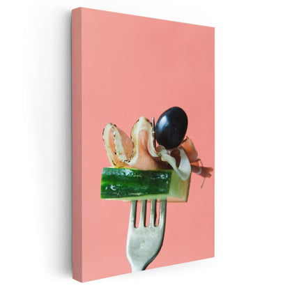 Deniz Lezzetleri - Çatal Üzerinde Gurme Sunum Kanvas Tablo