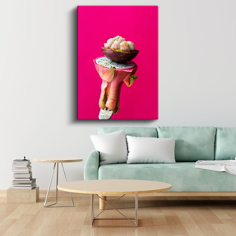 Tropik Deniz Mahsulleri - Ejder Meyvesi Üzerinde Şef Sunumu Kanvas Tablo