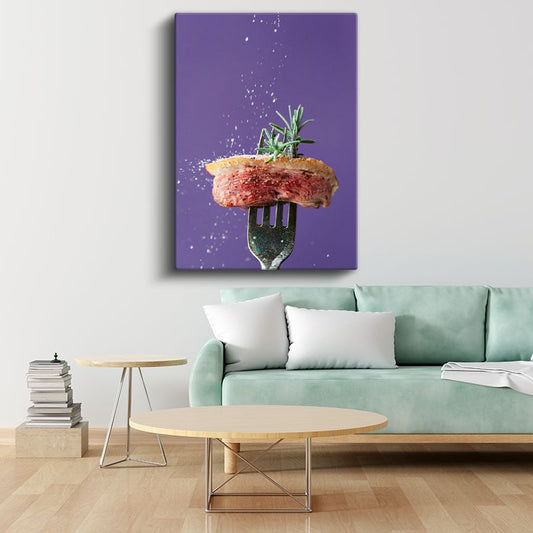 Biftekli Lezzet - Biberiyeli Et Sunumu Kanvas Tablo