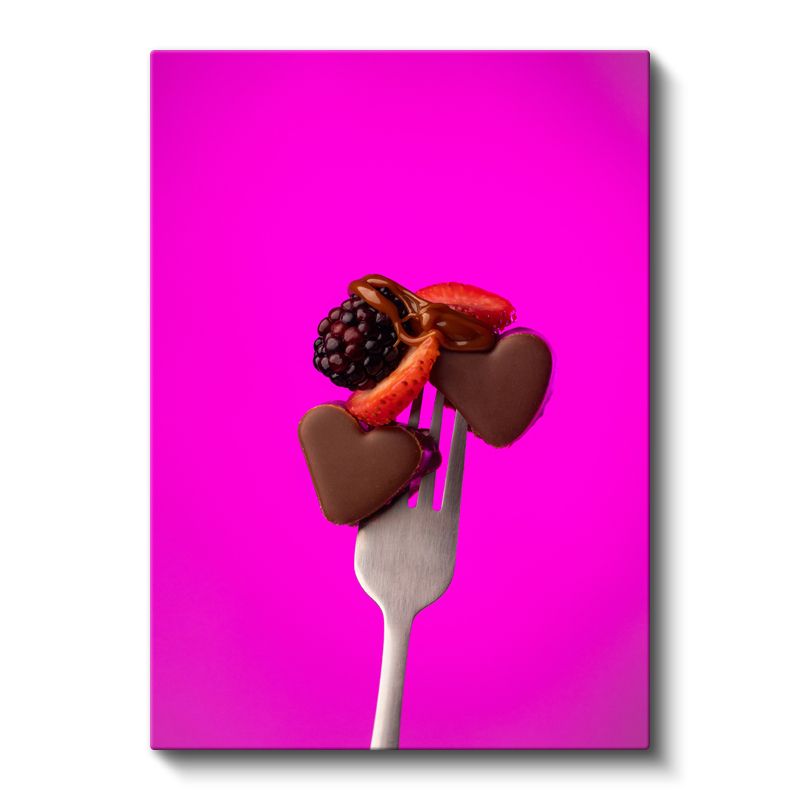 Tatlı Aşk - Çikolata Kalpleri ve Meyveler Kanvas Tablo