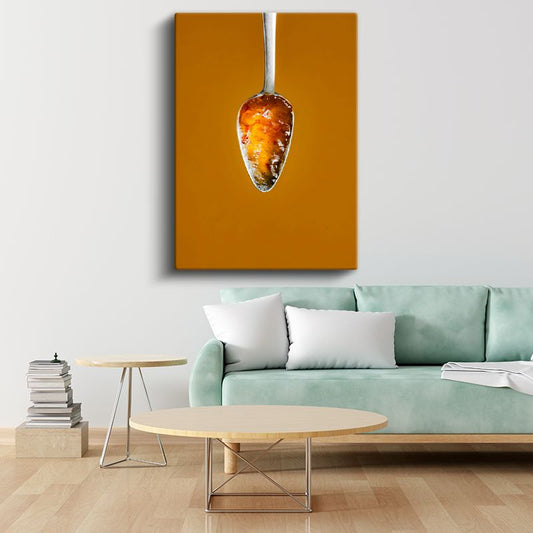 Altın Bal - Kaşıkta Parlayan Tatlı Lezzet Kanvas Tablo