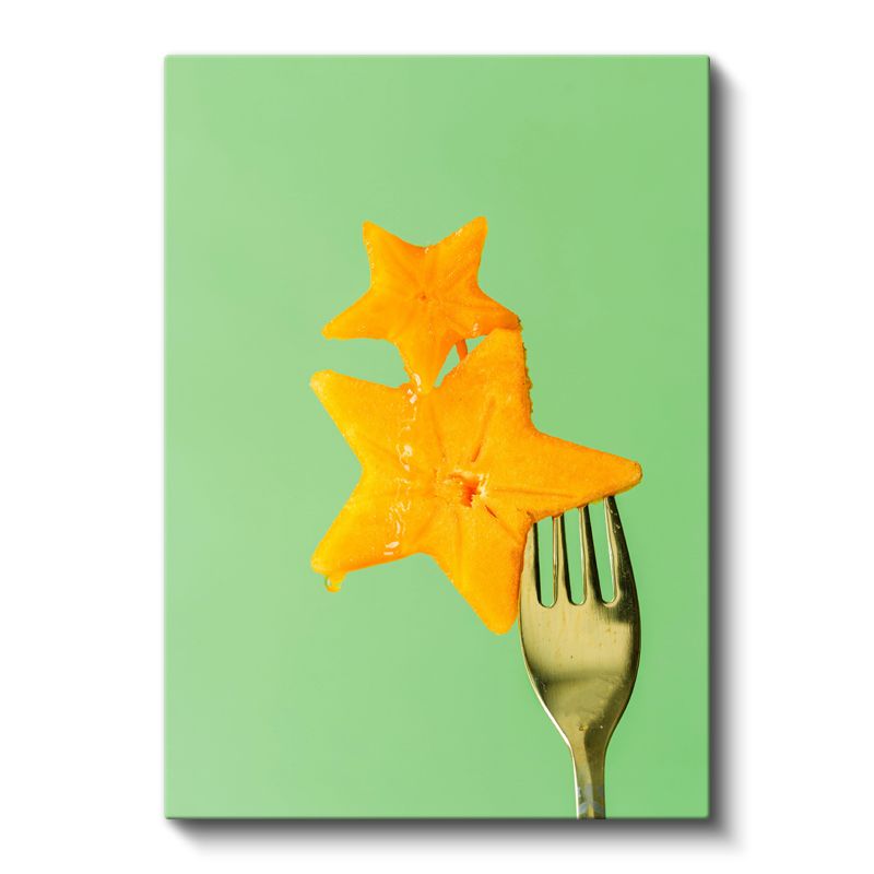 Yıldız Meyvesi - Çatalda Parlayan Tropikal Lezzet Kanvas Tablo