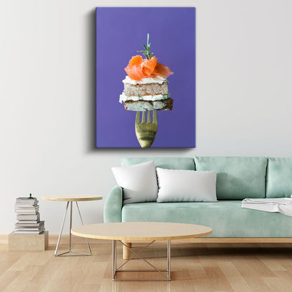 Somon Bruschetta - Çatalda Şık Sunum Kanvas Tablo