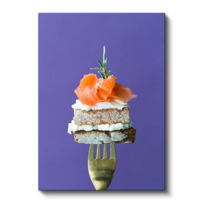 Somon Bruschetta - Çatalda Şık Sunum Kanvas Tablo