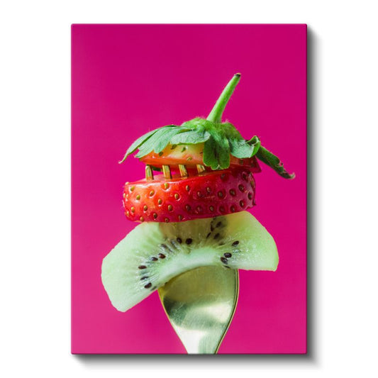 Meyve Şöleni - Kaşıkta Renkli Meyve Kombinasyonu Kanvas Tablo