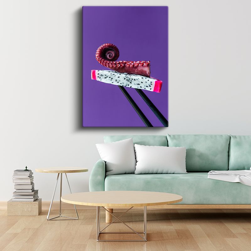 Deniz Lezzetleri - Ahtapot ve Ejder Meyvesi Sunumu Kanvas Tablo