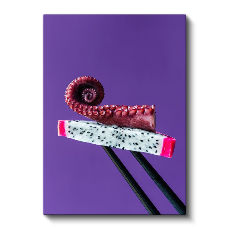 Deniz Lezzetleri - Ahtapot ve Ejder Meyvesi Sunumu Kanvas Tablo