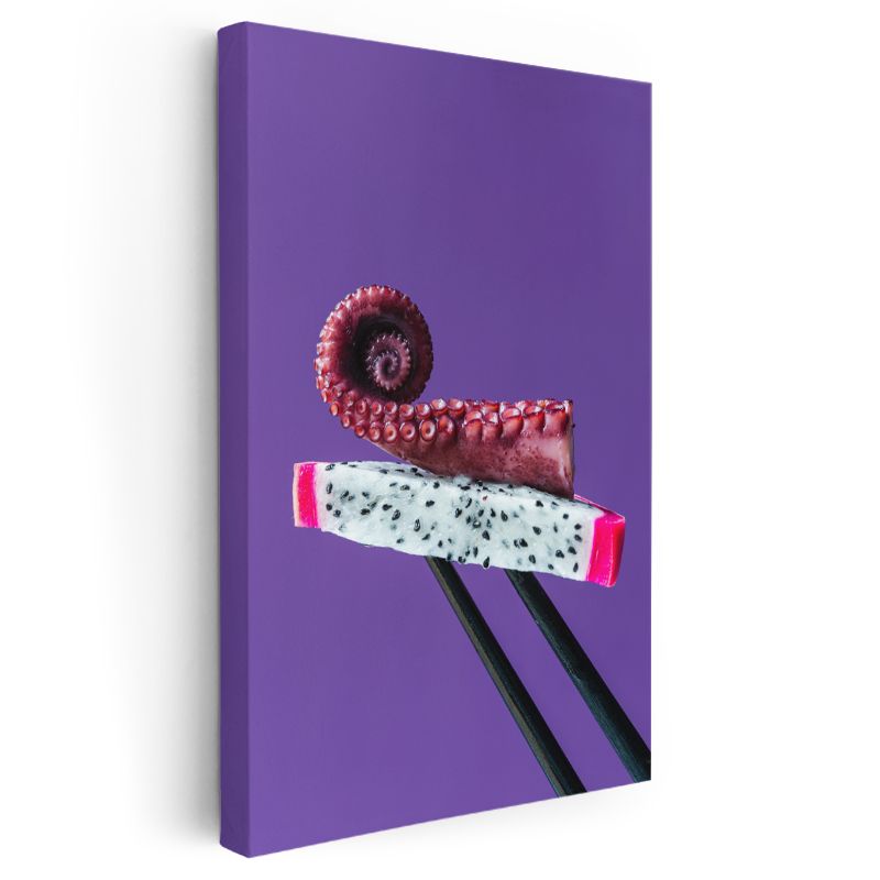 Deniz Lezzetleri - Ahtapot ve Ejder Meyvesi Sunumu Kanvas Tablo