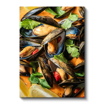 Midye Şöleni - Taze Deniz Mahsulü Kanvas Tablo