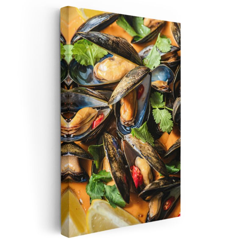 Midye Şöleni - Taze Deniz Mahsulü Kanvas Tablo