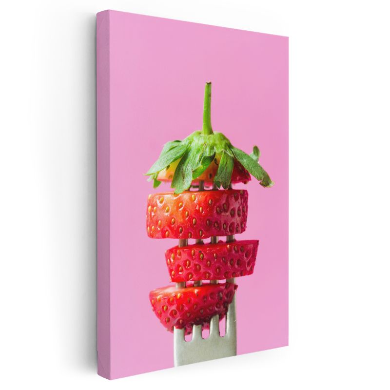 Dilimlenmiş Çilek - Meyve Sanatı Kanvas Tablo