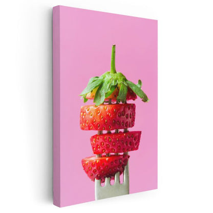 Dilimlenmiş Çilek - Meyve Sanatı Kanvas Tablo