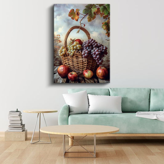 Meyve Sepeti - Klasik Natürmort Kanvas Tablo