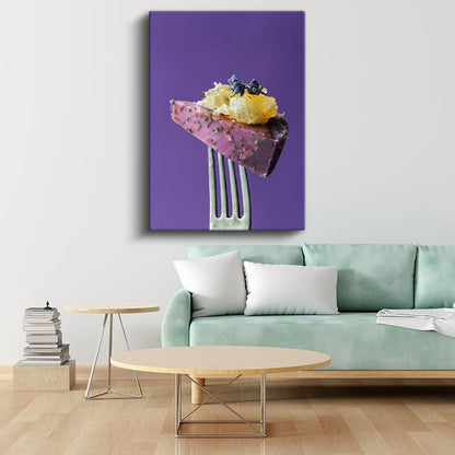 Pembe Pasta Dilimi - Meyve Garnitürlü Tatlı Kanvas Tablo