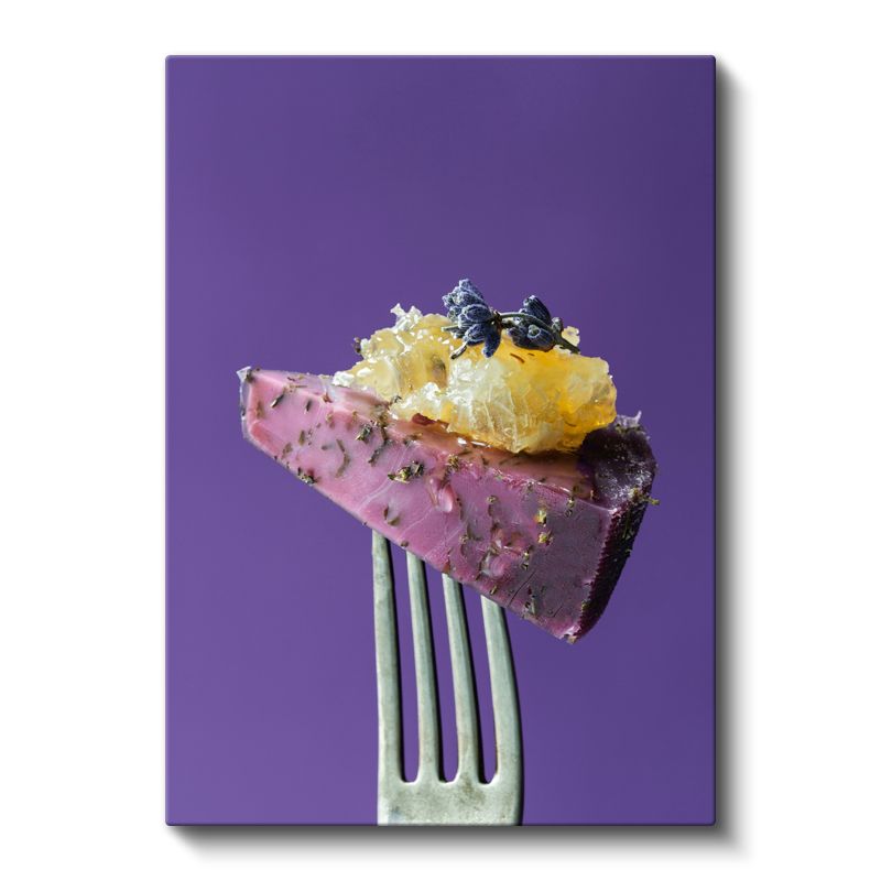 Pembe Pasta Dilimi - Meyve Garnitürlü Tatlı Kanvas Tablo