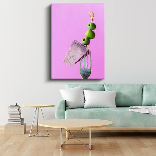 Zeytin Üçlüsü - Mor Fondaki Akdeniz Lezzeti Kanvas Tablo