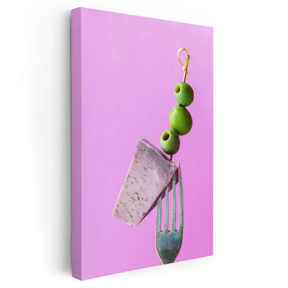 Zeytin Üçlüsü - Mor Fondaki Akdeniz Lezzeti Kanvas Tablo