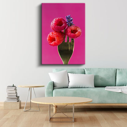 Frambuaz Çatalı - Meyve Zarafeti Kanvas Tablo