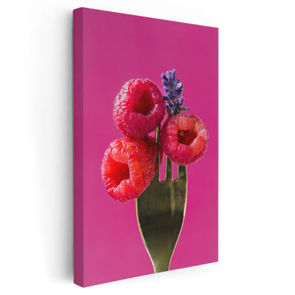 Frambuaz Çatalı - Meyve Zarafeti Kanvas Tablo