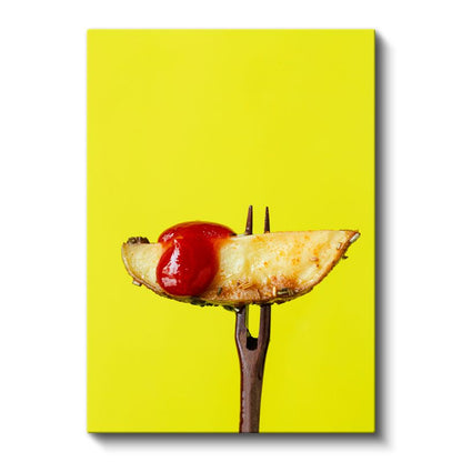 Patates Dilimi - Çatalla Sunulan Gurme Lezzet Kanvas Tablo