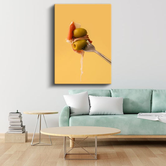 Akdeniz Mezesi - Zeytin ve Jambon Kombinasyonu Kanvas Tablo