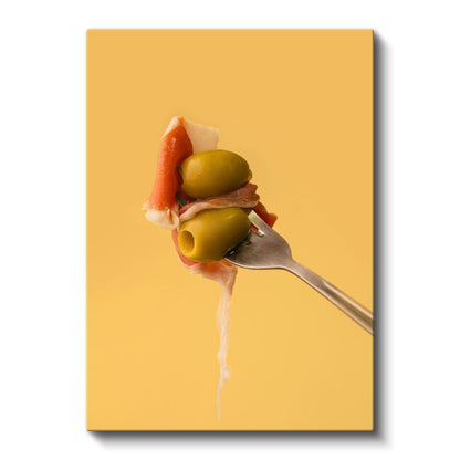 Akdeniz Mezesi - Zeytin ve Jambon Kombinasyonu Kanvas Tablo