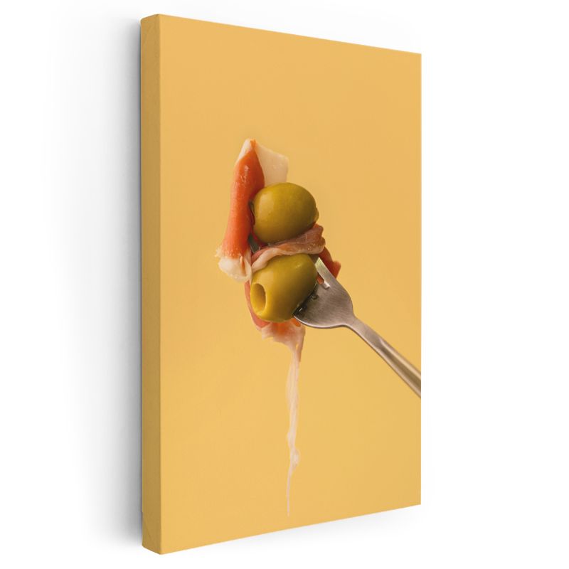 Akdeniz Mezesi - Zeytin ve Jambon Kombinasyonu Kanvas Tablo