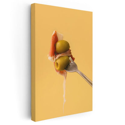 Akdeniz Mezesi - Zeytin ve Jambon Kombinasyonu Kanvas Tablo