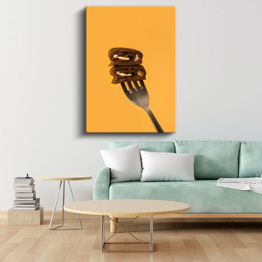 Çikolatalı Tatlı - Kremalı Brownie Dilimleri Kanvas Tablo