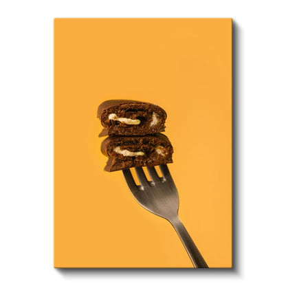 Çikolatalı Tatlı - Kremalı Brownie Dilimleri Kanvas Tablo