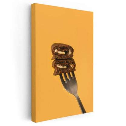 Çikolatalı Tatlı - Kremalı Brownie Dilimleri Kanvas Tablo