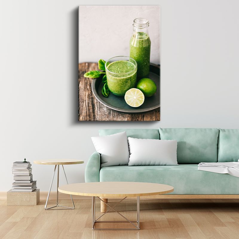 Yeşil Detoks - Taze Limonlu Sağlıklı İçecek Kanvas Tablo