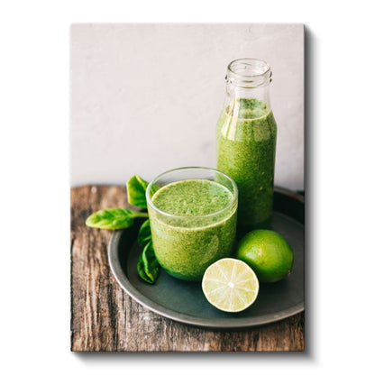 Yeşil Detoks - Taze Limonlu Sağlıklı İçecek Kanvas Tablo