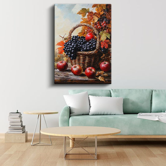 Meyve Sepeti - Klasik Natürmort Kompozisyonu Kanvas Tablo