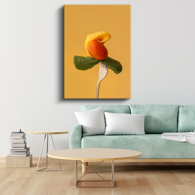 Renkli Salata - Çatalla Sunulan Taze Malzemeler Kanvas Tablo