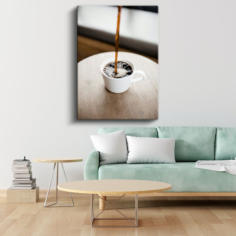 Kahve Dökümü - Taze Demlenmiş Fincan Kahve Kanvas Tablo