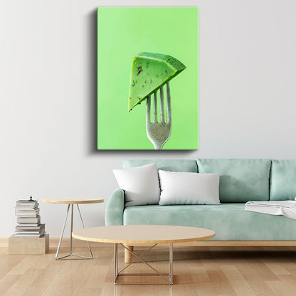 Karpuz Dilimi - Çatalla Sunulmuş Ferahlatıcı Meyve Kanvas Tablo