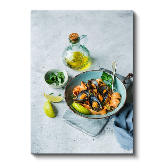 Deniz Mahsullü Makarna - Akdeniz Mutfağından Gurme Tabak Kanvas Tablo