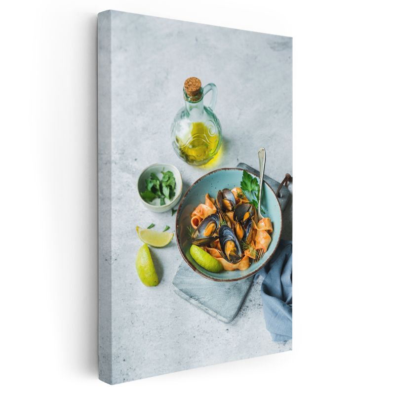 Deniz Mahsullü Makarna - Akdeniz Mutfağından Gurme Tabak Kanvas Tablo