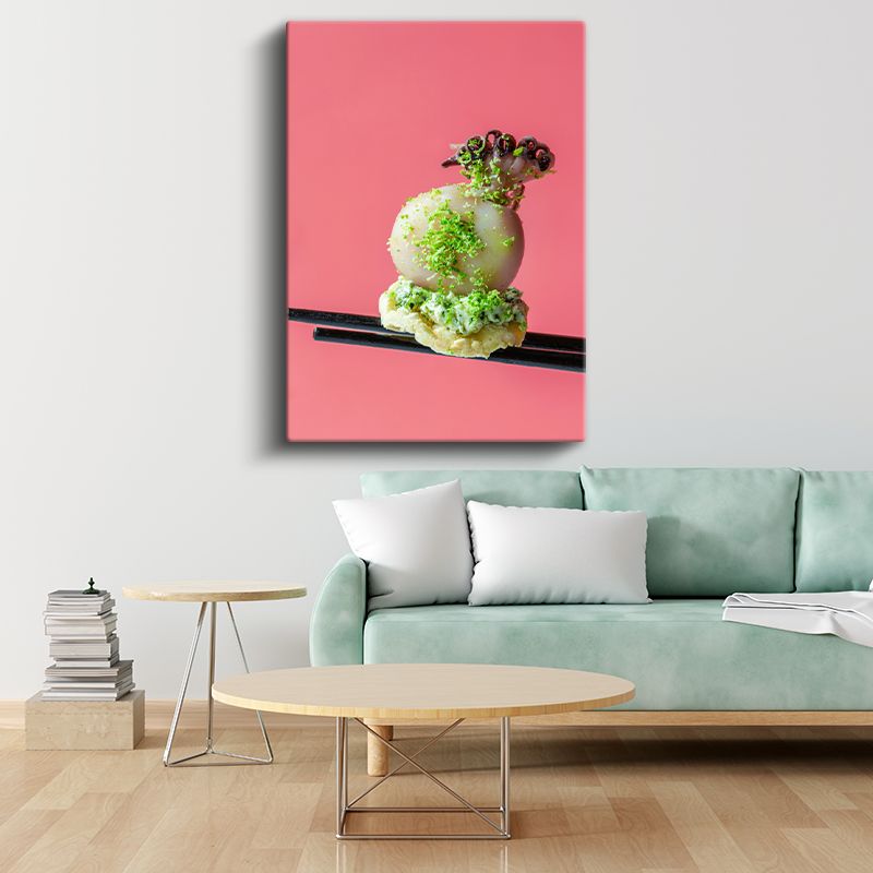 Deniz Mahsullü Dim Sum - Yeşil Garnitürlü Uzakdoğu Lezzeti Kanvas Tablo