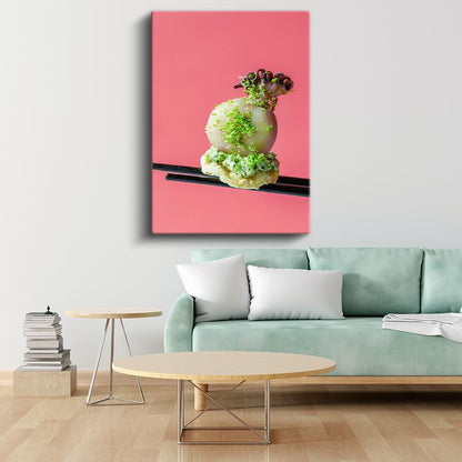 Deniz Mahsullü Dim Sum - Yeşil Garnitürlü Uzakdoğu Lezzeti Kanvas Tablo