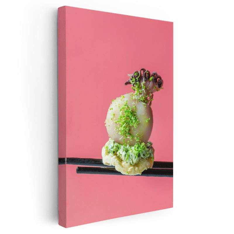 Deniz Mahsullü Dim Sum - Yeşil Garnitürlü Uzakdoğu Lezzeti Kanvas Tablo