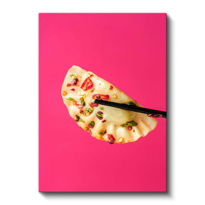 Baharatlı Dumpling - Çubuklarla Sunulmuş Asya Mutfağı Kanvas Tablo