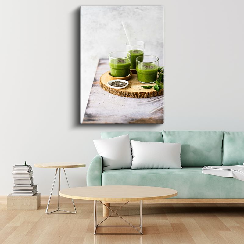 Yeşil Detoks - Chia Tohumlu Sağlıklı İçecekler Kanvas Tablo