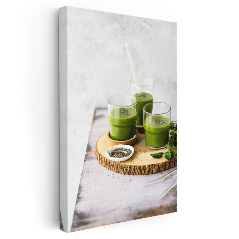Yeşil Detoks - Chia Tohumlu Sağlıklı İçecekler Kanvas Tablo