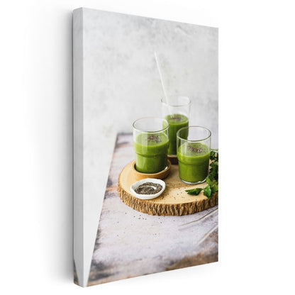 Yeşil Detoks - Chia Tohumlu Sağlıklı İçecekler Kanvas Tablo