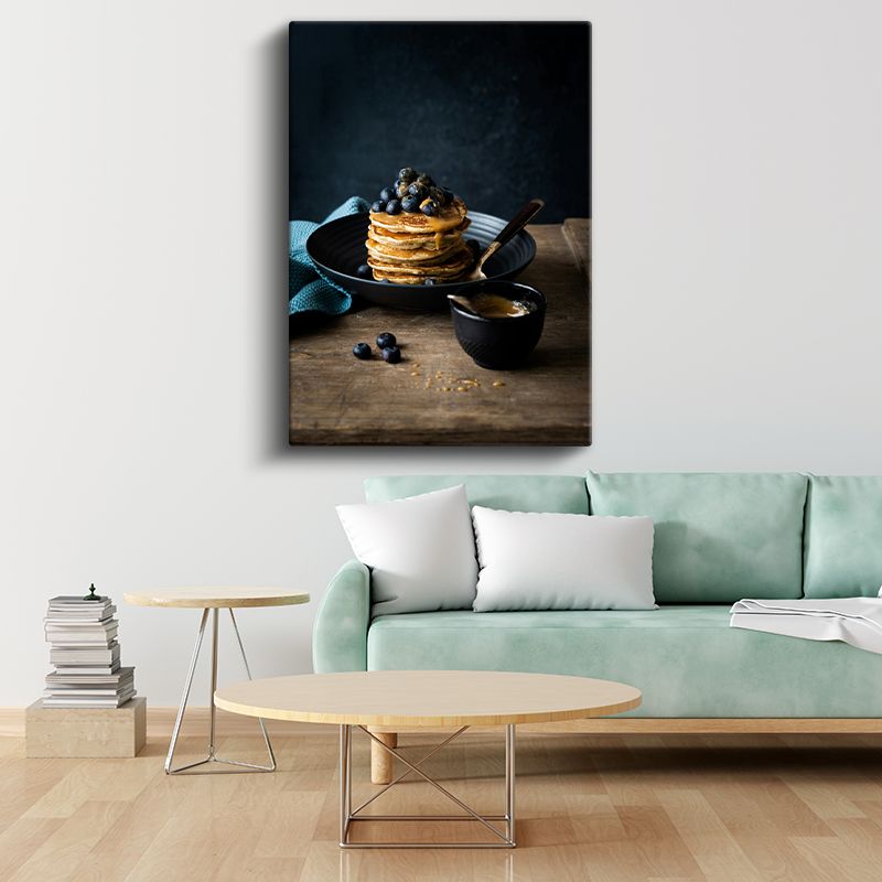 Yaban Mersinli Pancake - Akışkan Bal Sosuyla Kanvas Tablo