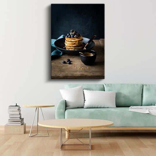 Yaban Mersinli Pancake - Akışkan Bal Sosuyla Kanvas Tablo