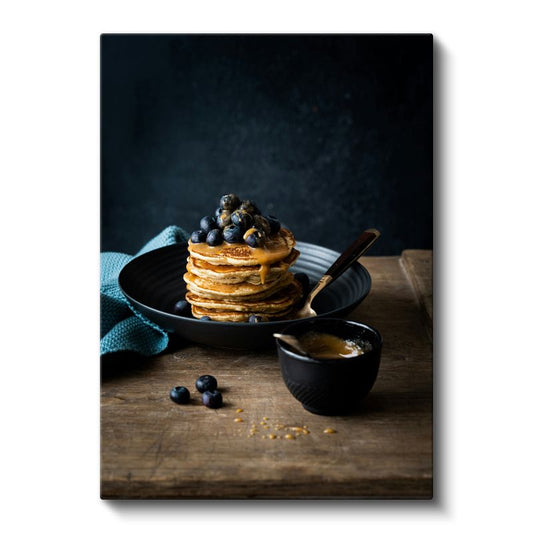 Yaban Mersinli Pancake - Akışkan Bal Sosuyla Kanvas Tablo